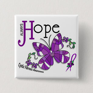 Badge Carré 5 Cm Mucoviscidose de papillon en verre souillé