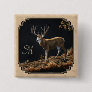 Badge Carré 5 Cm Mule Deer Buck Tan Monogramme