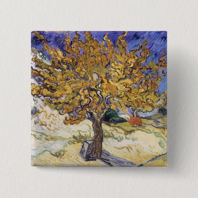 Badge Carré 5 Cm Mûrier de Vincent van Gogh |, 1889 (Devant)