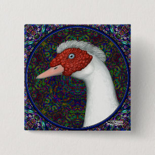 Badge Carré 5 Cm Muscovy Duck Head
