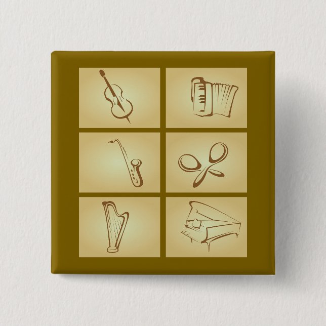 Badge Carré 5 Cm Musical Instruments Sketch (Devant)