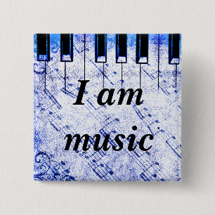 Badge Carré 5 Cm Musique Live_
