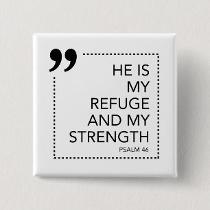 Badge Carré 5 Cm My Refuge and Strength Scripture promet Scriptur