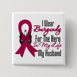 Badge Carré 5 Cm Myeloma Ribbon Hero Mon mari