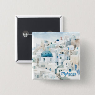 Badge Carré 5 Cm Mykonos Grèce