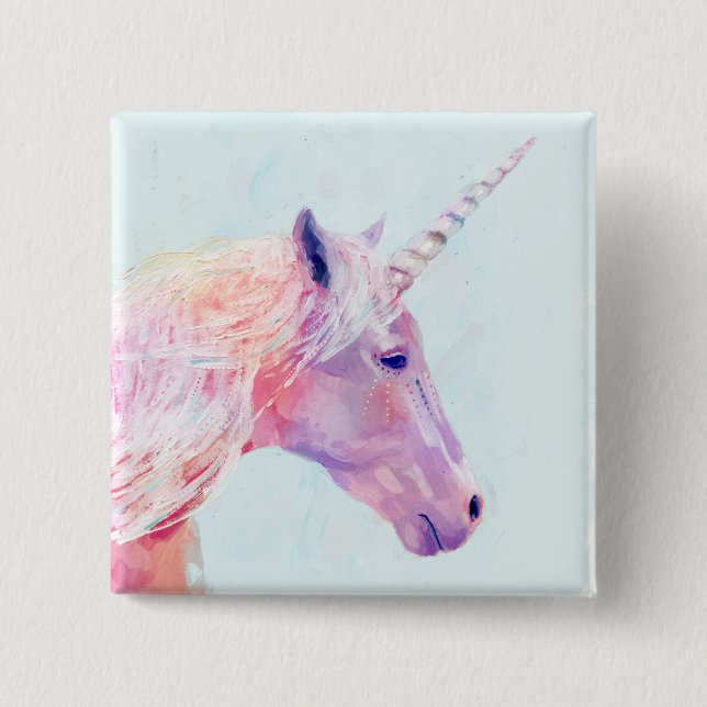 Badge Carré 5 Cm Mystic Unicorn (Devant)