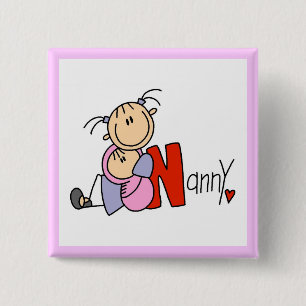 Badge Carré 5 Cm N est pour la bonne d'enfants