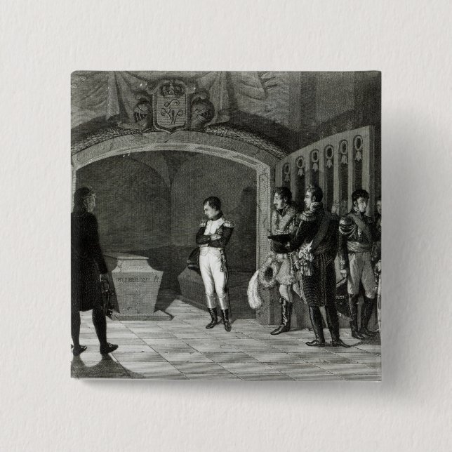 Badge Carré 5 Cm Napoléon méditant avant la tombe (Devant)
