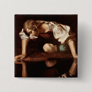 Badge Carré 5 Cm Narcisse par Caravaggio