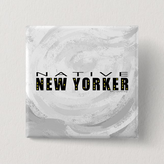 Badge Carré 5 Cm Natif New Yorkais noir (Devant)