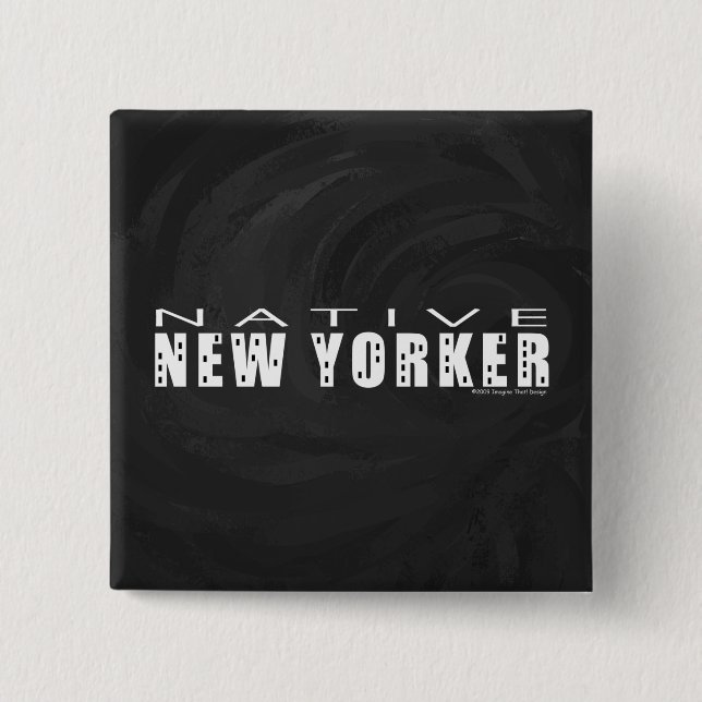 Badge Carré 5 Cm Natif New Yorkais noir (Devant)