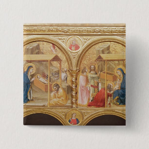 Badge Carré 5 Cm Nativité et l'adoration des Magi