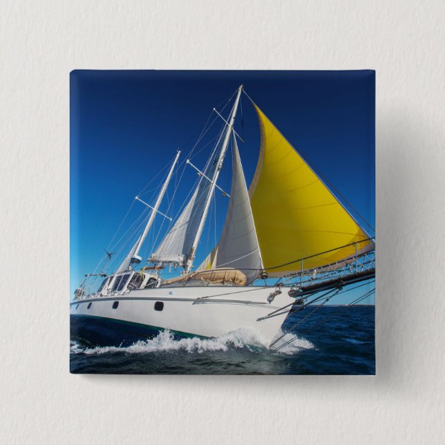 Badge Carré 5 Cm Navigation d'océan dans un yacht (Devant)