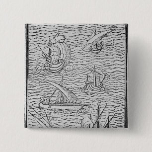 Badge Carré 5 Cm Navires des navigateurs espagnols tôt