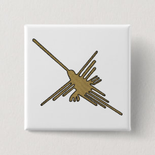 Badge Carré 5 Cm Nazca Lines Hummingbird Faux Broderie Imprimer