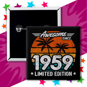 Badge Carré 5 Cm Né 1959 Limited Edition Retro Awesome depuis 1959