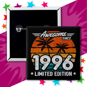 Badge Carré 5 Cm Né 1996 Limited Edition Retro Awesome depuis 1996