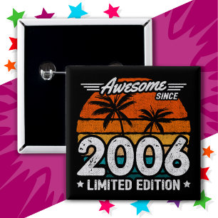 Badge Carré 5 Cm Né 2006 Limited Edition Retro Awesome depuis 2006