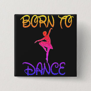Badge Carré 5 Cm Né à la danse Rainbow Ballerina