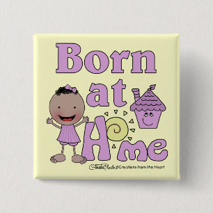 Badge Carré 5 Cm Né À La Fille Peau Foncé À La Maison
