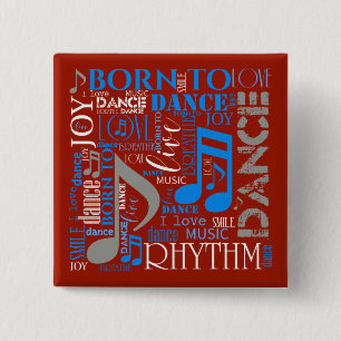 Badge Carré 5 Cm Né en Danse Bleu/Blanc/N'importe quelle couleur ID