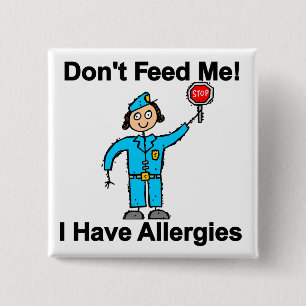 Badge Carré 5 Cm Ne m'alimentez pas que j'ai des allergies