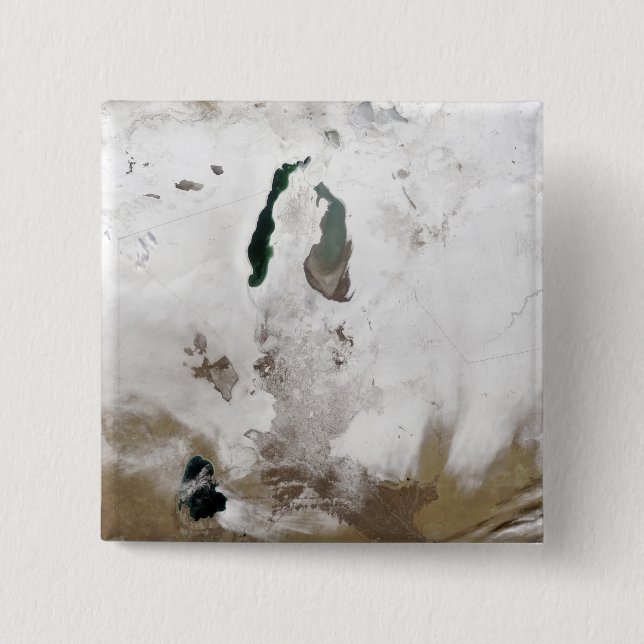 Badge Carré 5 Cm Neige autour de la mer d'Aral (Devant)