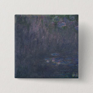 Badge Carré 5 Cm Nénuphars de Claude Monet : Réflexions des