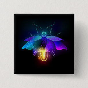Badge Carré 5 Cm Neon Firefly sur noir