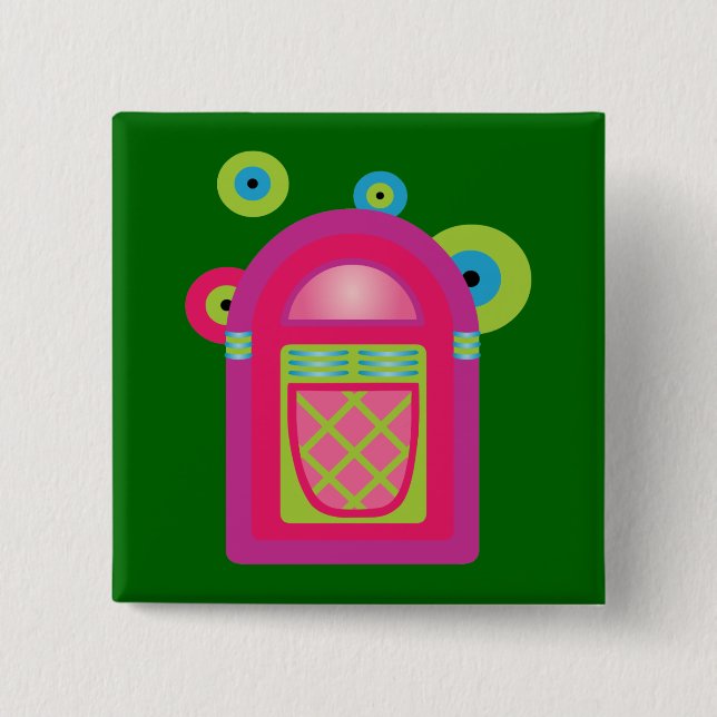Badge Carré 5 Cm Neon Jukebox (Devant)