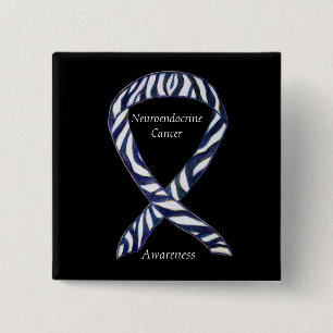 Badge Carré 5 Cm Neuroendocrinien Cancer Sensibilisation Ruban Pers