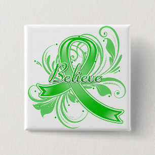 Badge Carré 5 Cm Neurofibromatose Croire Flourish Ribbon