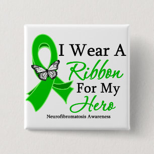 Badge Carré 5 Cm Neurofibromatose Je Porte Un Ruban Pour Mon Hero.p