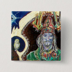 Badge Carré 5 Cm NEUROMANCER, bleu rouge