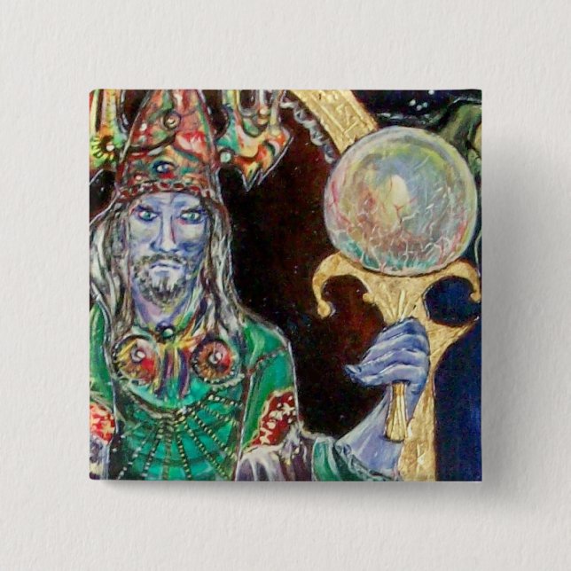 Badge Carré 5 Cm NEUROMANCER, bleu rouge (Devant)