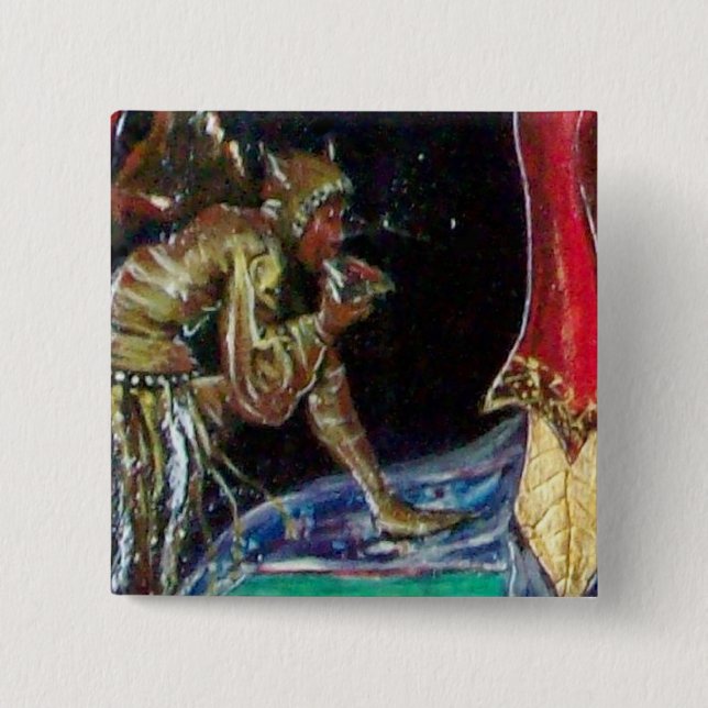 Badge Carré 5 Cm NEUROMANCER, bleu rouge (Devant)
