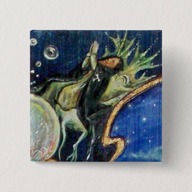 Badge Carré 5 Cm NEUROMANCER, Nagician King Détail (Devant)