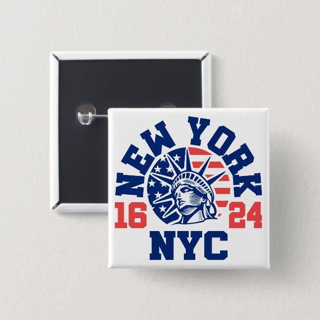 Badge Carré 5 Cm New York 1624 (Devant & derrière)