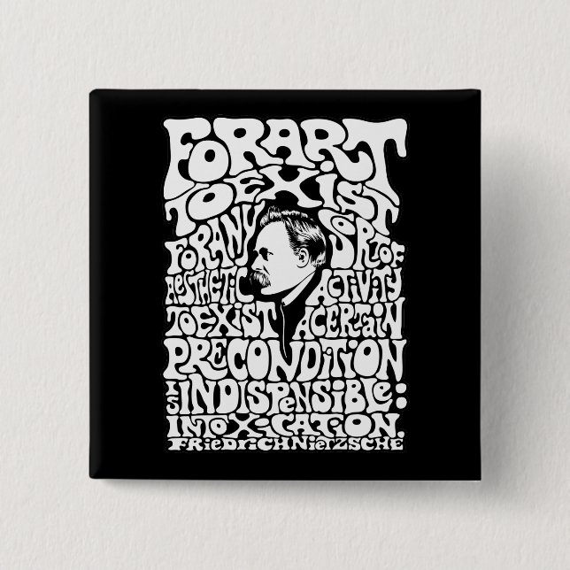 Badge Carré 5 Cm Nietzsche - art (Devant)