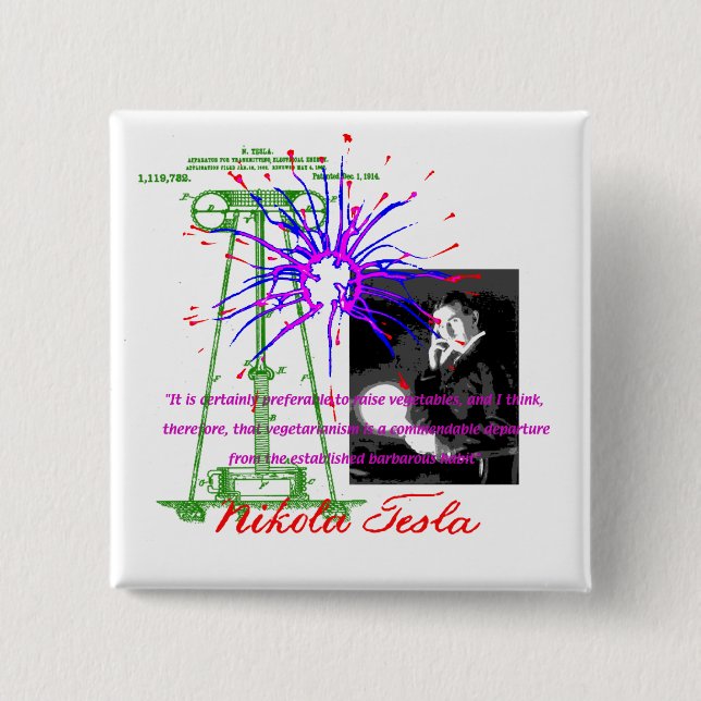 Badge Carré 5 Cm Nikola Tesla (Devant)