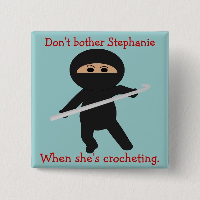 Badge Carré 5 Cm Ninja avec le bouton de crochet de crochet (Devant)
