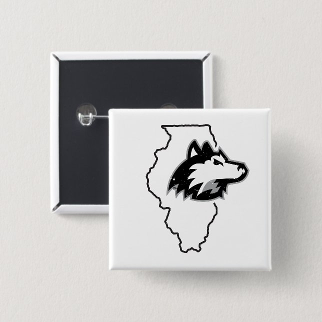 Badge Carré 5 Cm NIU Huskies State Love (Devant & derrière)