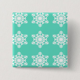 Badge Carré 5 Cm Noël à Tiffanys Aqua Blue Snowflakes