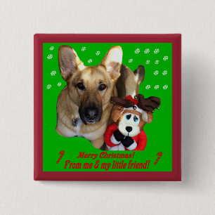 Badge Carré 5 Cm Noël Allemand Berger & Jouet Reindeer