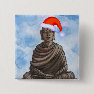 Badge Carré 5 Cm Noël Bouddha !