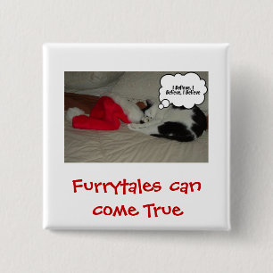 Badge Carré 5 Cm Noël Croire Kitten noir et blanc
