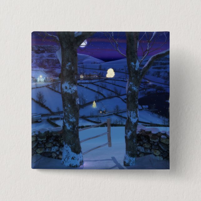 Badge Carré 5 Cm Noël dans le bouton Glen (Devant)