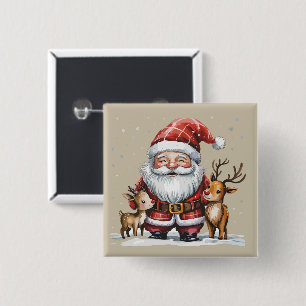 Badge Carré 5 Cm Noël de Gnome Saison d'Hiver Amoureux de Gnomes Va