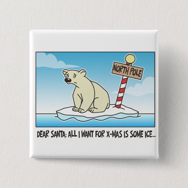 Badge Carré 5 Cm Noël de l'Ours polaire (Devant)