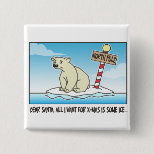 Badge Carré 5 Cm Noël de l'Ours polaire